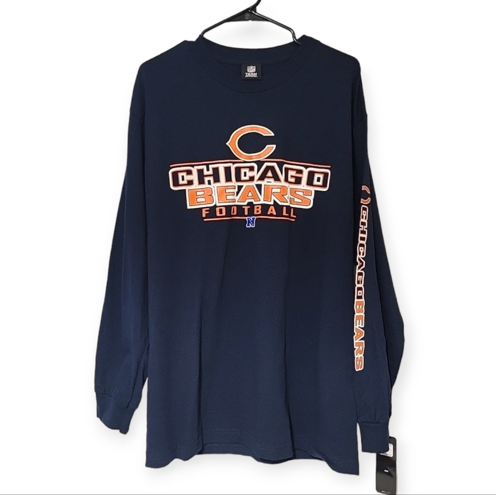 Nwt NFL Vintage Chicago Bears Football Long Sleeve Navy Blue Shirt